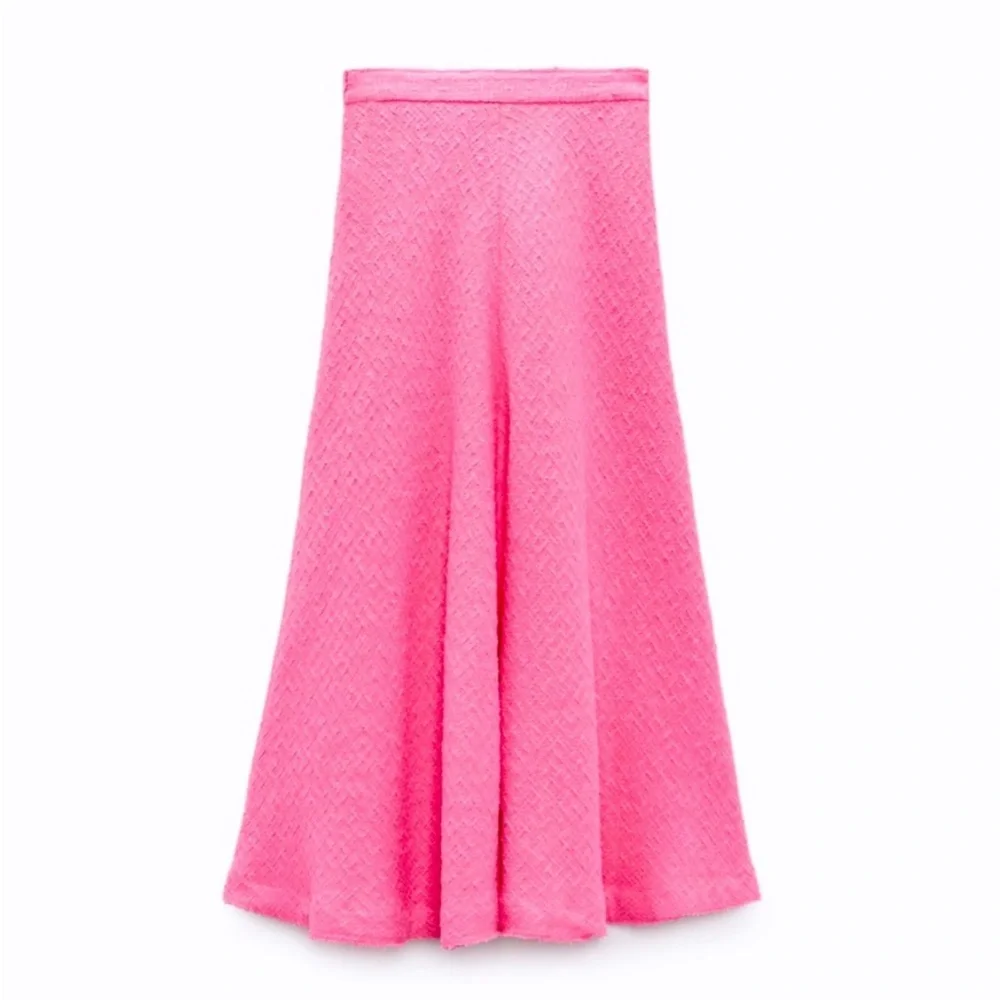 Zara textured long pink skirt